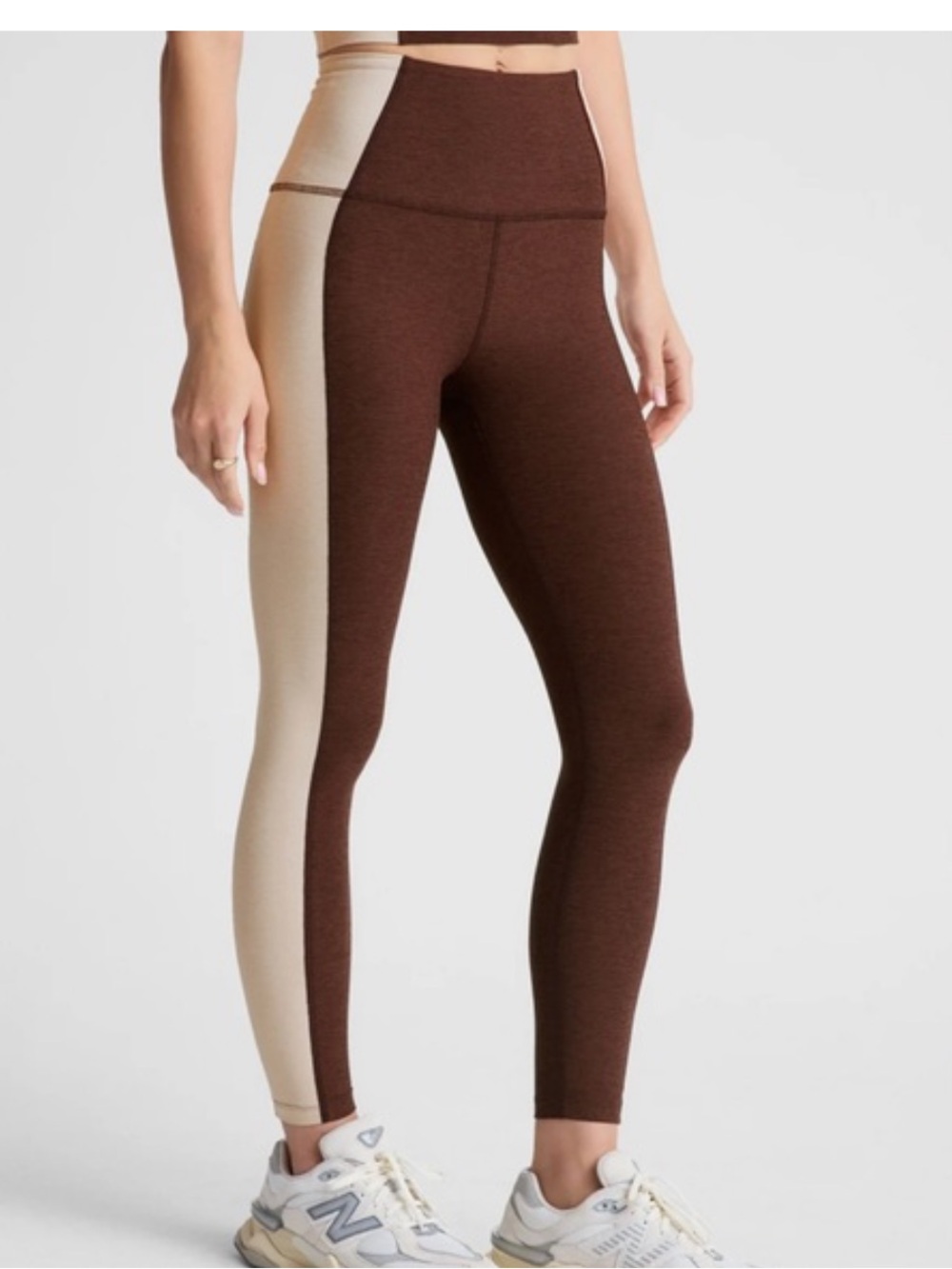 Beyond yoga space dye color block brown leggings size M gym workout sports